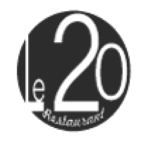 logofinal du restaurant le 20 en noir et blanc